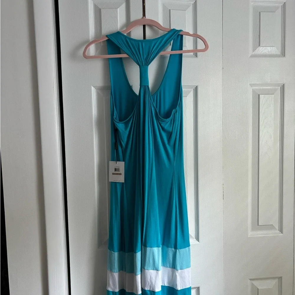 Calvin Klein NWT Teal Cover-Up Sundress Size 12 Stretch Rayon Beach Resort